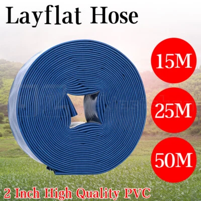 2 Inch 50mm PVC Layflat Hose Water Pump Transfer Lay Flat Outlet 15/25/30/50m O - image 1 of 4
