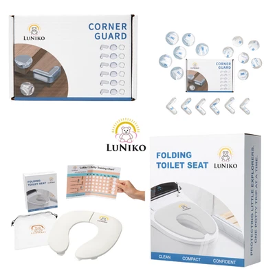 LuNiko Baby Safety Bundle – Potty Seat Gray + Corner Guards + Potty Chart New - Image 1 of 4
