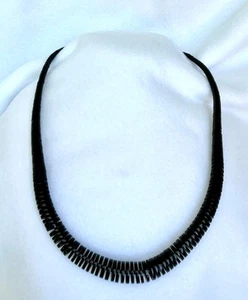 Vintage Santo Domingo Hand rolled Black Jet beaded necklace Sterling clasp - 20" - Bild 1 von 6