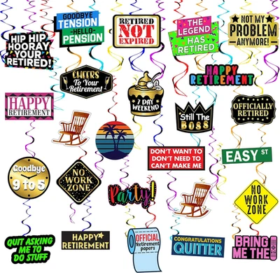 25 Piece Retirement Party Hanging Swirls Decorations, Hilarious Happy Retirement - Image 1 of 4