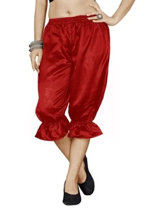 Rotes viktorianisches Damen-Pantaloons-Kleid Satin Blumenmuster Gothic Renaissance - Bild 1 von 2