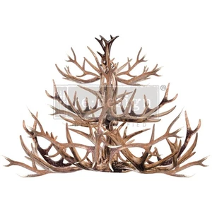 Antler Lampadario Trasferimento Redesign con Prima Strofinare su Decalcomanie Trasferimento Mobili - Foto 1 di 5