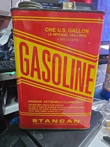 Bidone benzina benzina in metallo Stancan vintage da un gallone - Foto 1 di 7