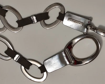 Vintage Suzi Roher Women's  Medium Metal O-Ring Belt Metal & Elastic - Image 1 of 4