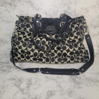 Coach Black Ashley Satchel Shoulder Bag Sateen Pleated Handbag Purse Y2K Vintage - Image 1 of 4