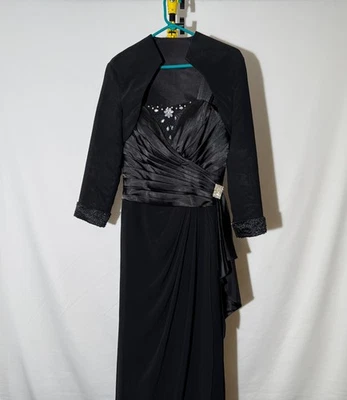 Elegant Mother of the Bride Dress with Matching Bolero Jacket – Size 10 – Black - Image 1 of 4