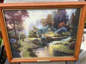 2012 Thomas Kinkade "STILLWATER COTTAGE" Illuminated Canvas Bradford Exchange - Picture 1 of 5