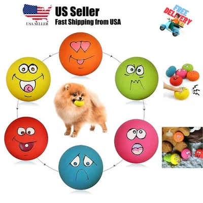 Smile Face Dog Squeaky Toys Soft Latex Squeak Balls for Puppy Small Pet Dogs ... - Image 1 of 4