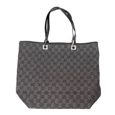 GUCCI Tote Bag GG Canvas Black Auth with Dust bag from JAPAN - Image 1 of 4