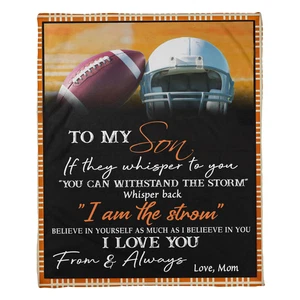 To My Son Blanket From Mom, Mother And Son Blanket Rugby Gift On Christmas - Picture 1 of 7