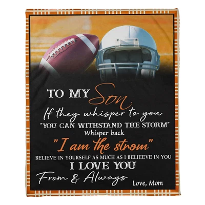 To My Son Blanket From Mom, Mother And Son Blanket Rugby Gift On Christmas - Image 1 of 4