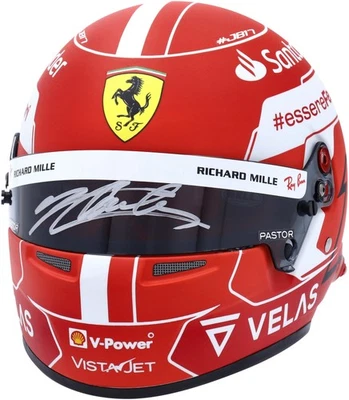 Mini capacete Charles Leclerc Scuderia Ferrari assinado escala 1:2 Fórmula 1 - Imagem 1 de 4
