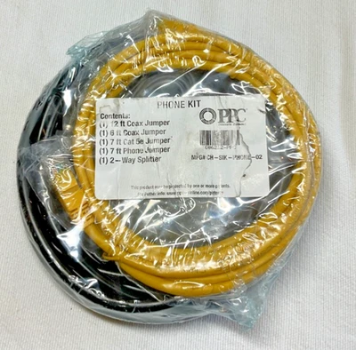 PPC HSD KIT 2 Coax Jumpers 1 Cat 5E Jumper, 1 2-Way Splitter  CH-SIK-DATA-02 New - Image 1 of 2