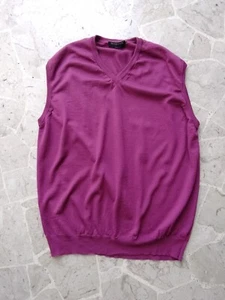 Gilet uomo Bramante viola 100% lana merino extrafine XXL Made in Italy - Foto 1 di 18