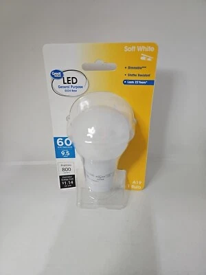 GENERAL PURPOSE LED LIGHT BULBS GU24 BASE 60W/9.5W SOFT WHITE A19 1 Bulb - Image 1 of 2