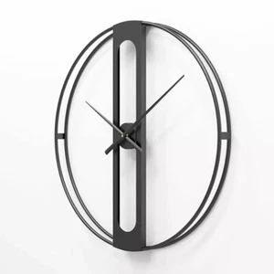 Metal Round Wall Decor Clock - Minimalist design -Black 60D cm - Picture 1 of 11