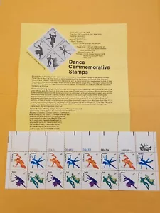SCOTT #1749-52, 13¢ Amer. Dancing FULL PB of 16, w/USPS description letter - Picture 1 of 2