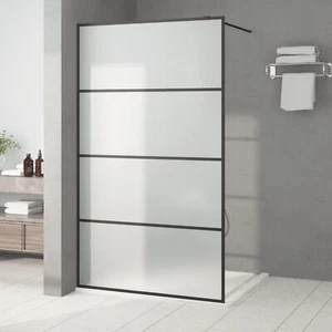 Walk-in Shower Wall Black 115x195 Frosted Glass I5D8 - Picture 1 of 7