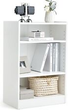COSTWAY 3-Tier Cube Bookcase, Wooden Storage Bookshelf Open Shelving Unit