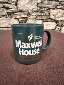 1980s Maxwell House Green Coffee Mug Cup Decaffeinated, Vintage - Picture 1 of 4