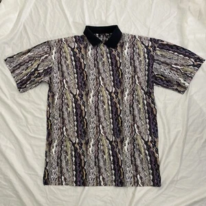 Vintage Y2K 90s Tundra Multicolored Collared Polo Shirt XL Coogi Biggie Style Print - Bild 1 von 5