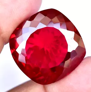 46.35 Ct Natural Blood Red Mozambique Ruby Cushion CERTIFIED Flawless Gemstone - Picture 1 of 8