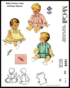 McCall # 1618 Sewing Pattern PlaySuit Pinafore Jacket Diaper Cover UNISEX 6mth/1 - Picture 1 of 5