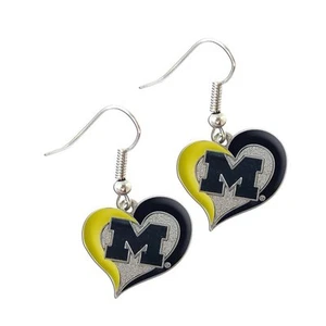 MIchigan Wolverines Swirl Heart earring dangle charm FAST USA SHIPPING - Picture 1 of 1