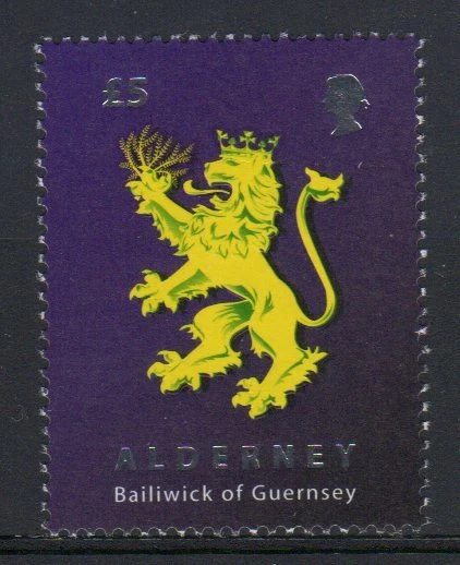 Alderney 2008 £5 Lion fine fresh MNH - Image 1 of 1