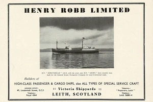 Anuncio impreso fotográfico de barco Henry Robb navegación a vapor general Hirondelle de colección de los años 50 - Imagen 1 de 1