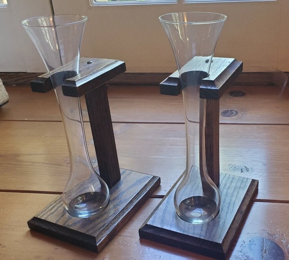 ЧЕТВЕРТЬ ЯРДА ЭЛЬ СТЕКЛА - НАБОР ИЗ 2 - С ДЕРЕВЯННЫМИ ДЕРЖАТЕЛЯМИ - Изображение 1 из 3