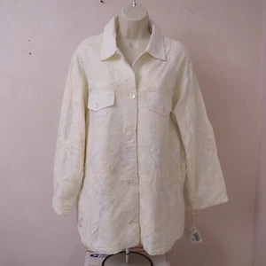 New SUSAN BRISTOL Casuals Ivory Cotton Blend Embroidery Patchwork Jacket Size 2W - Picture 1 of 3