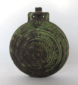 19C. ANTIQUE PRIMITIVE GLAZED POTTERY CERAMIC BABY FEEDER FLASK BOTTLE - Picture 1 of 6
