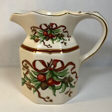 Tiffany & Co Garland Red Ribbons Gold Trims Holiday Christmas  Pitcher 32 oz.