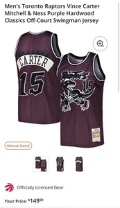 Toronto Raptors Mitchell And Ness Off The Court Jersey- Medium- NBA - Picture 1 of 4
