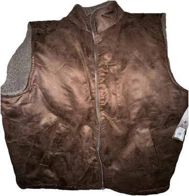NWT Rainforest Men’s Micro Suede Sherpa Lined Vest Size EX  Large Brown $130 MSP - Image 1 of 4