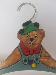 Teddy Bear Hand Crafted Painted Childrens Wooden Small Clothes Hanger - Picture 1 of 12