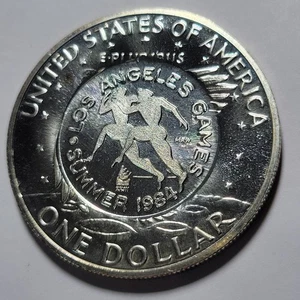 1971-S EISENHOWER Ike 1 $ Dollar Silber PP MEL WACKS '84 Olympiade Gegenstempel - Bild 1 von 6