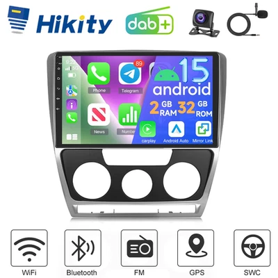 DAB+ Android 15 Apple Carplay Autoradio GPS Navi Für Skoda Octavia 2 2007-2013 - Bild 1 von 4