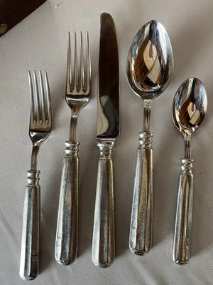 Flatware 60 Piece Set!!                   Valpetro Italy Pewter (Filet Pattern) - Image 1 of 3