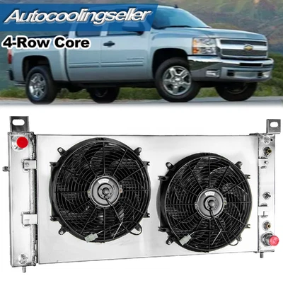 4-Row Radiator+Shroud Fan For 1999-2013 Chevy Silverado GMC Sierra 2500 1500 — 第 1/4 张图片
