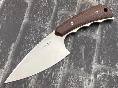 TwoSun D2 Blade Micarta Handle Fixed Blade Kydex Belt Sheath Knife TS607-D2-Brow