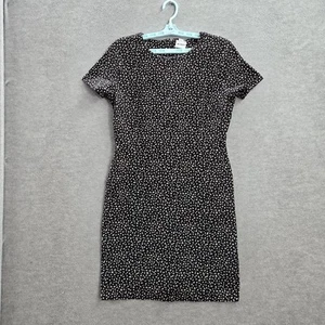 Old Navy Women Dress L Black Flies Polka Dot Sheath Short Sleeve - Picture 1 of 8