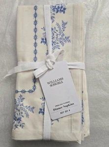 Williams Sonoma Englische Blumen 4er Set Servietten 20" x 20" Blau Weiß - Bild 1 von 2