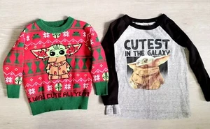 Yoda STAR WARS Kids Shirts Christmas Sweater size 12M and Long Sleeve Size 4T - Picture 1 of 1