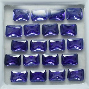 Lotto 49 Pezzi Tanzanite Naturale Viola Taglio Smeraldo CERTIFICATO Gemme Sciolte 7x5 MM - Foto 1 di 18