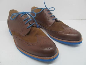 Bold Society Mens Brown Leather Suede Derbys & Blue Rubber Soles Shoelaces US 12 - Picture 1 of 24