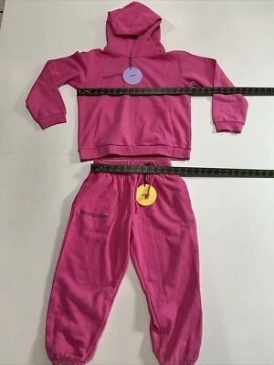 Pangaia Kids Organic Cotton Pullover Hoodie & Pants Set Fuschia Size 9/10 Nwt - Image 1 of 4