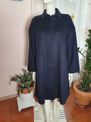 Capotto Donna In Misto Lana Blu Navy Taglia L-XL Brand Marella Vintage Y2k - Immagine 1 di 4