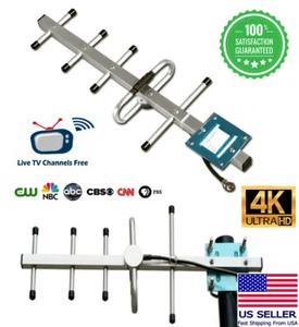 Outdoor TV Antenna Amplified Digital 1080P 4K 360 Rotate HDTV UHF VHF FM 200Mile - Picture 1 of 7
